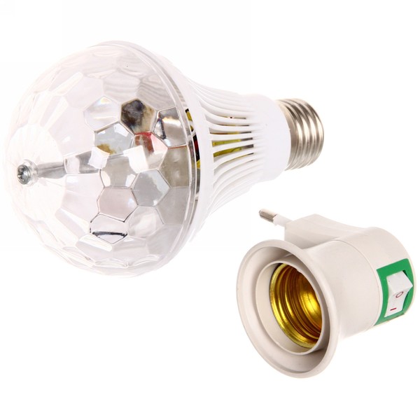 Диско-лампа LED 'Карнавал' LED (красн/зел/син), Е27, 220 В+переходник