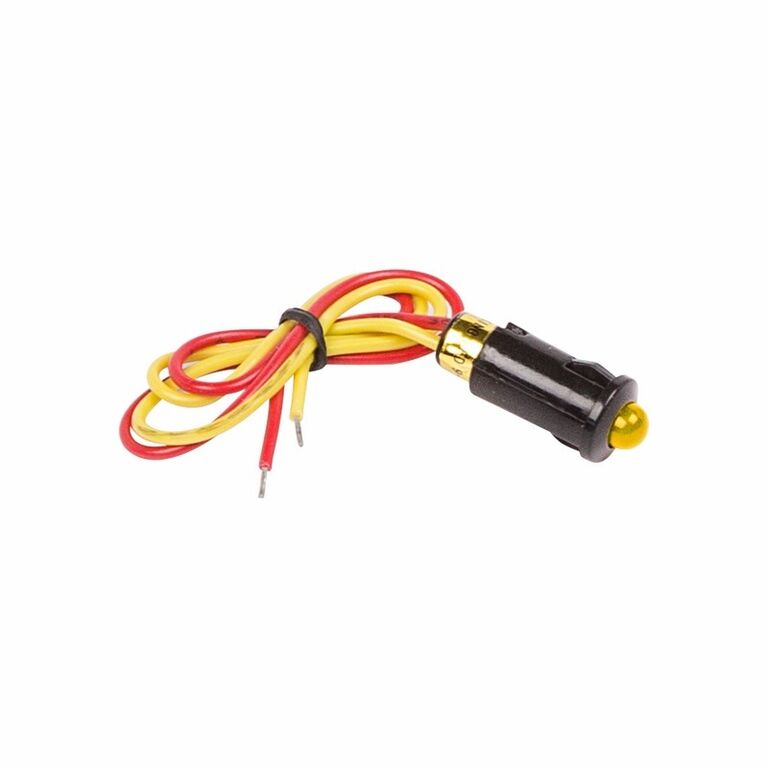 Лампочка индикатор. 8мм 12V с проводом 36-4713 желтый