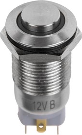 Кнопка антивандальная без фиксации M12, Dкорп-14мм, 4pin, IP65, подсветка DC12V синий, металл 36-3211
