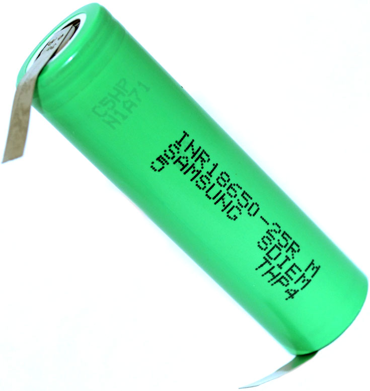 Аккумулятор 18650 3,7V 2500mAh 20A Li-ion 1шт без защиты 'Samsung' с лепестками