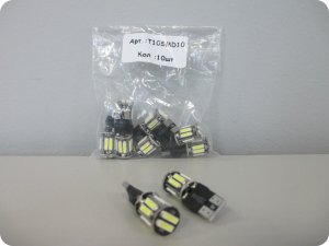 Автолампа светодиодная Т10 (W2,1-9,5d) белая, 10 SMD диодов,CANBUS обманка, (б/цокольная) 12v