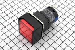 Кнопка с фикс с подсв. EB2A AD16 220V 3А квадрат