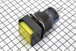Кнопка с фикс с подсв. EB2A AD16 220V 3А квадрат