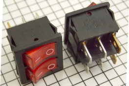 Переключатель с подсветкой 2 клав. MIRS-2101 6pin 6А 250V 2on-off KCD-3-1121N