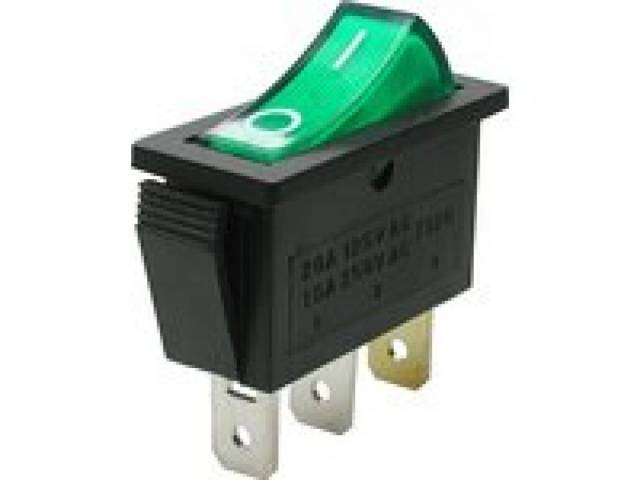 Переключатель с подсветкой IRS-101-1С. KCD3-101/N  on-off 3pin 250V 15A 30*13,5мм узкий