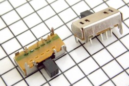 Переключатель движковый (ползунковый) 4pin 3полож. 15*6мм h4мм SPDT On-None-on SK13D12G5 гориз