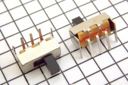 Переключатель движковый (ползунковый) 3pin 2полож. 15*5,9*5мм 0,5A 50V SS-12F23G5 гориз.