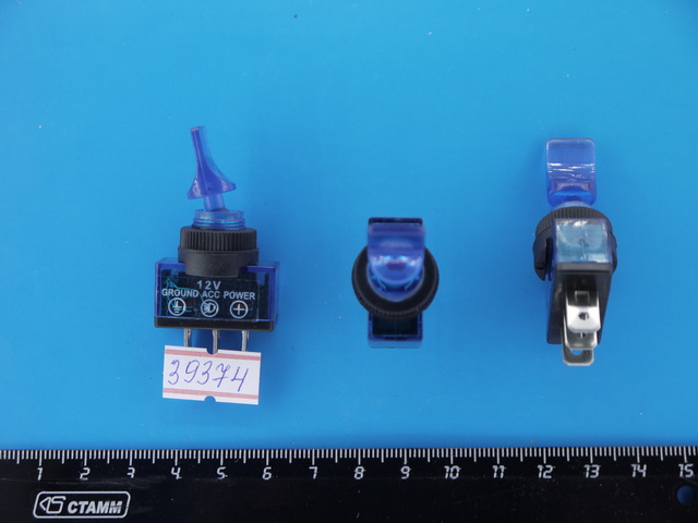 Тумблер авто с подсветкой ASW-14D короткий 12V 20A 3pin