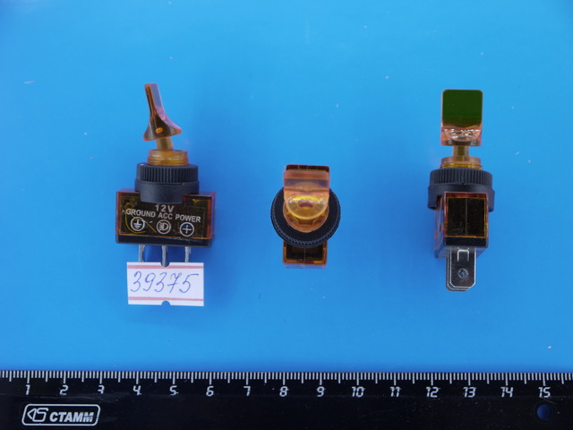 Тумблер авто с подсветкой ASW-14D короткий 12V 20A 3pin