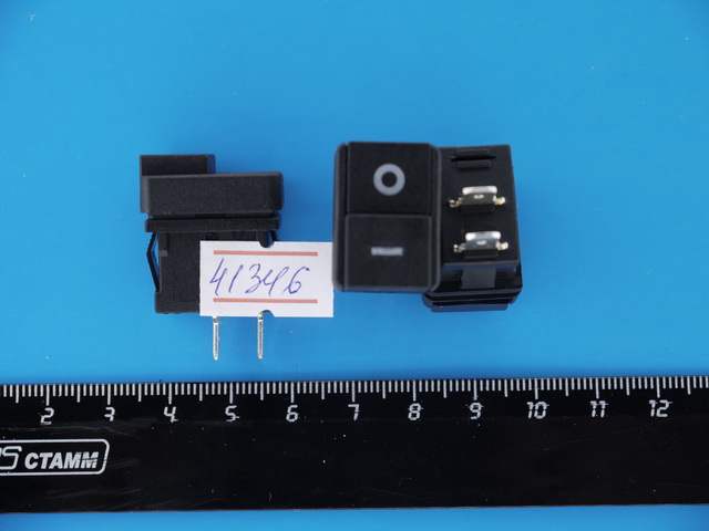 Переключатель без подсветки 14*32мм 2кноп  KCD-102 2pin 6A 250V on-off черный