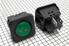 Переключатель без подсветки RK1-05 4pin on-off клав круглый 18мм корп 30*30мм ,устан 22*25мм 16A 250V узкий