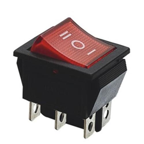 Переключатель с подсветкой IRS-203 KCD4-101/DN 6pin ON-OFF-ON 250V/15A широкий