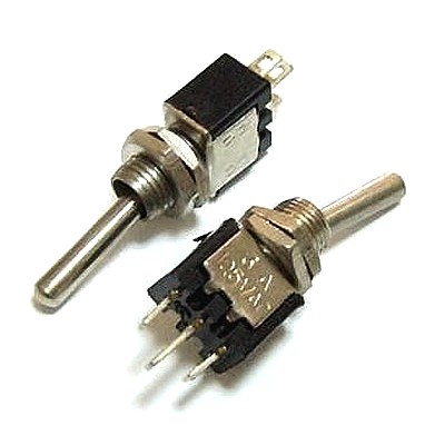 Тумблер мини SMTS-102 (3pin) 2полож  3A 125V 1,5А 250V