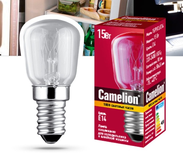 Лампа накаливания для холодил и шв.маш Camelion MIC-15 15Вт Е14  220В