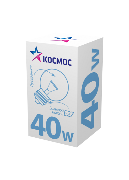 Лампа накаливания /минишар КОСМОС 230В 40Вт Е27 прозрачная