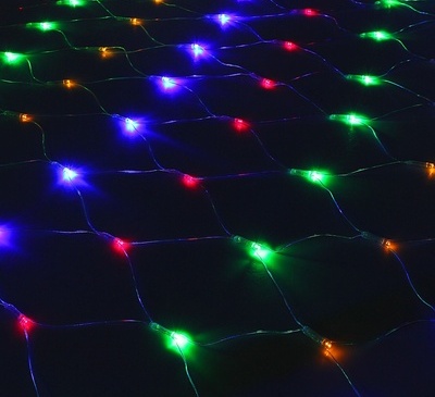 Гирлянда-сетка 2,0*1,5м нить силикон, LED-240-220V, контр. 8р. МУЛЬТИ