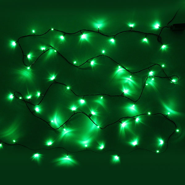 Гирлянда 'Метражная' 5,5м нить темная, LED-50-220V, контр. 8 р. ЗЕЛЕНЫЙ