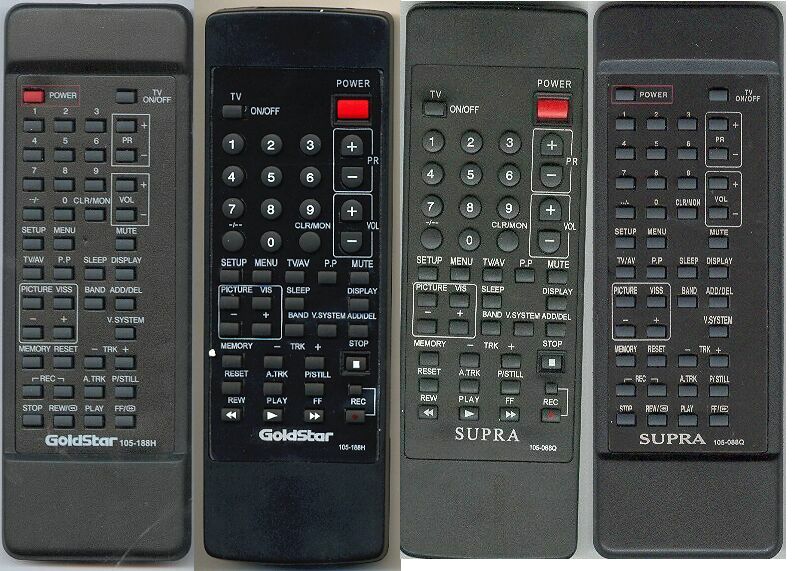 Пульт SUPRA 105-088Q , 105-188H TV/VCR