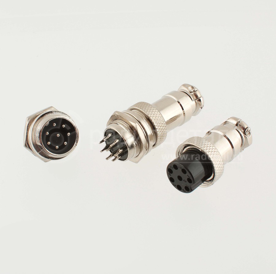 Штекер+гнездо MIC16 8pin 7А 125В шт-корпус/гн-кабель (пара)