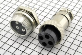Штекер+гнездо MIC16 4pin 7А 125В на кабель (пара)