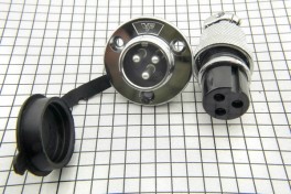 Штекер+гнездо MIC BIG 2pin шт-панель 3 винта, гн-кабель (пара)