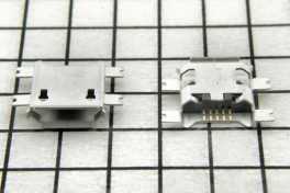 Гнездо micro USB B 5pin на плату 4 ноги выв.крепл.прямые B5-SA1 тип7 )( тип 5
