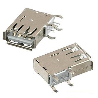 Гнездо USB A на плату  (выводы сбоку плоскости)