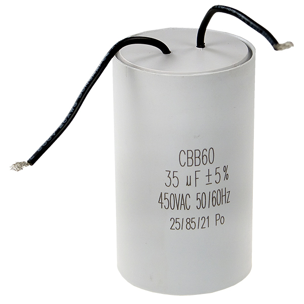 Конденсатор CBB-60 35*450 мкф/в 50Hz 45*93мм гибкие выводы