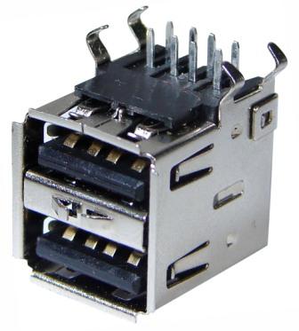 Гнездо USB А*2 мет. на корпус 05-0003