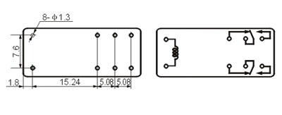 Реле 12V 5A HF140FF/-14F-3 [HLS] DC12V-5A-1C 29*12,6*20,6мм 8pin под пайку