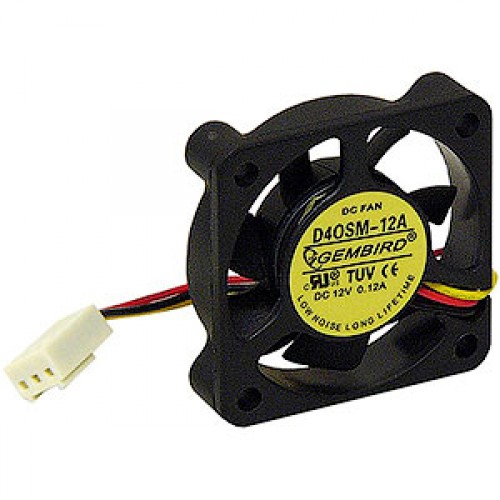 Вентилятор 12V 40*40*10мм 3pin 0,08А D40SM-12A , втулка, провод 7см